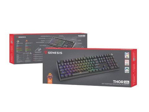KLAWIATURA DLA GRACZY GENESIS THOR 404 US PODŚWIETLENIE RGB MECHANICZNA CZARNA OUTEMU PEACH SILENT
