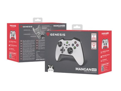 GAMEPAD GENESIS MANGAN 400 BEZPRZEWODOWY DO PC/SWITCH/MOBILE BIAŁY
