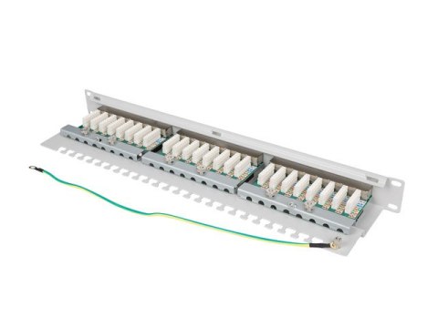 PATCH PANEL 24 PORT 1U 19" KAT.5E FTP Z ORGANIZEREM KABLOWYM EKRANOWANY SZARY LANBERG
