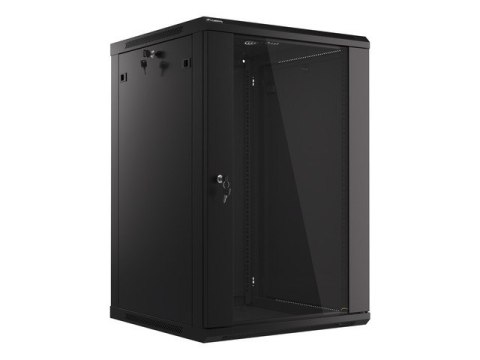SZAFA INSTALACYJNA RACK WISZĄCA 19" 18U 600X600 CZARNA LANBERG (FLAT PACK) V2
