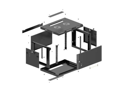 SZAFA INSTALACYJNA RACK WISZĄCA 19" 4U 600X600 CZARNA DRZWI METALOWE LANBERG (FLAT PACK)