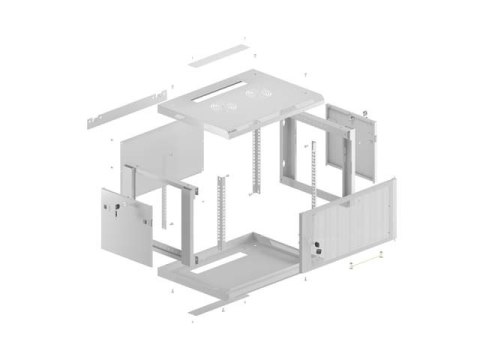SZAFA INSTALACYJNA RACK WISZĄCA 19" 4U 600X600 SZARA DRZWI PERFOROWANE LANBERG (FLAT PACK)