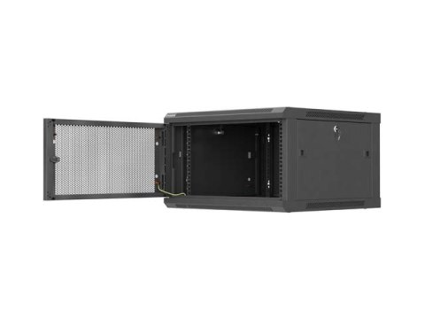 SZAFA INSTALACYJNA RACK WISZĄCA 19" 6U 600X600 CZARNA DRZWI PERFOROWANE LANBERG (FLAT PACK)