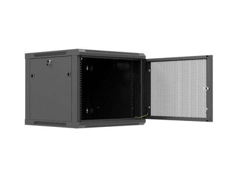 SZAFA INSTALACYJNA RACK WISZĄCA 19" 9U 600X600 CZARNA DRZWI PERFOROWANE LANBERG (FLAT PACK)