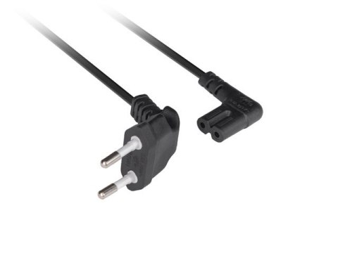 KABEL ZASILAJĄCY EURO (RADIOWY) CEE 7/16->IEC 320 C7 1.8M KĄTOWY VDE CZARNY LANBERG