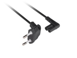 KABEL ZASILAJĄCY EURO (RADIOWY) CEE 7/16->IEC 320 C7 3M KĄTOWY VDE CZARNY LANBERG