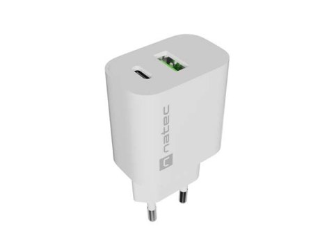 ŁADOWARKA SIECIOWA NATEC RIBERA 1X USB-A + 1X USB-C 20W BIAŁA