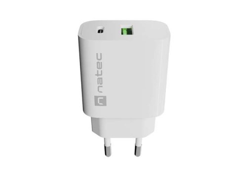ŁADOWARKA SIECIOWA NATEC RIBERA 1X USB-A + 1X USB-C 20W BIAŁA