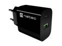 ŁADOWARKA SIECIOWA NATEC RIBERA 1X USB-A + 1X USB-C 20W CZARNA