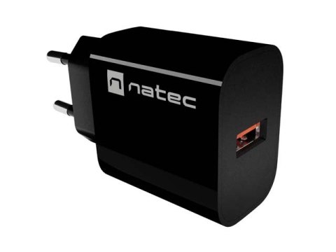 ŁADOWARKA SIECIOWA NATEC RIBERA 1X USB-A 18W CZARNA
