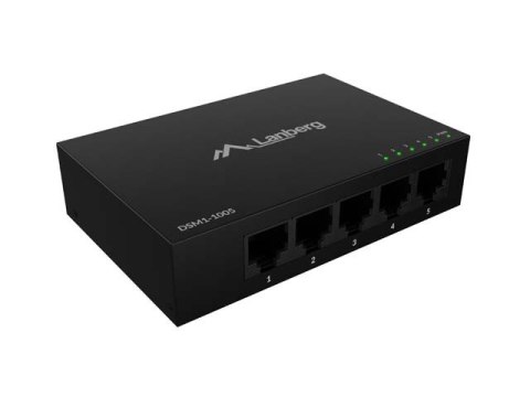 SWITCH LANBERG DSM1-1005 5X 1GB/S NIEZARZĄDZALNY GIGABIT ETHERNET DESKTOP 12V(OBUDOWA METALOWA)