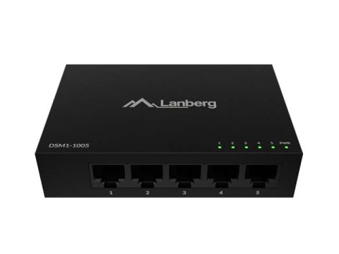 SWITCH LANBERG DSM1-1005 5X 1GB/S NIEZARZĄDZALNY GIGABIT ETHERNET DESKTOP 12V(OBUDOWA METALOWA)