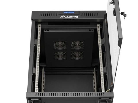SZAFA INSTALACYJNA RACK STOJĄCA 19" 15U 600X800 CZARNA DRZWI PRZESZKLONE LCD LANBERG (FLAT PACK) V2