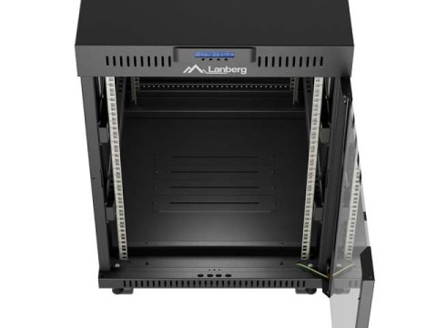 SZAFA INSTALACYJNA RACK STOJĄCA 19" 15U 600X800 CZARNA DRZWI PRZESZKLONE LCD LANBERG (FLAT PACK) V2