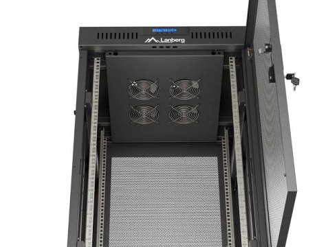 SZAFA INSTALACYJNA RACK STOJĄCA 19" 22U 600X600 CZARNA DRZWI PERFOROWANE LCD LANBERG (FLAT PACK) V2