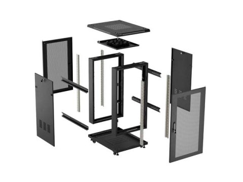 SZAFA INSTALACYJNA RACK STOJĄCA 19" 22U 600X800 CZARNA DRZWI PERFOROWANE LANBERG (FLAT PACK)