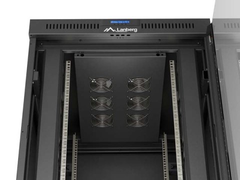 SZAFA INSTALACYJNA RACK STOJĄCA 19" 22U 800X1000 CZARNA DRZWI PRZESZKLONE LCD LANBERG (FLAT PACK) V2