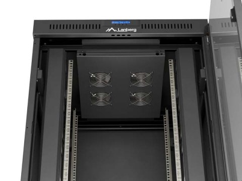 SZAFA INSTALACYJNA RACK STOJĄCA 19" 22U 800X800 CZARNA DRZWI PRZESZKLONE LCD LANBERG (FLAT PACK) V2