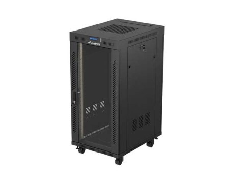 SZAFA INSTALACYJNA RACK STOJĄCA 19" 24U 600X800 CZARNA DRZWI PRZESZKLONE LCD LANBERG (FLAT PACK) V2