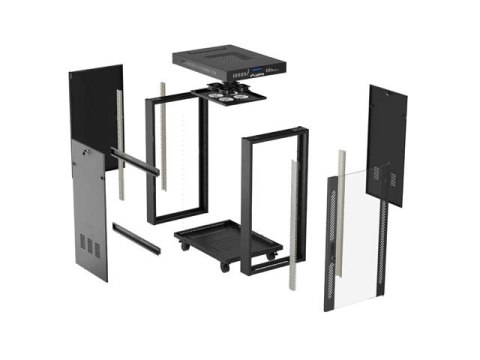 SZAFA INSTALACYJNA RACK STOJĄCA 19" 24U 600X800 CZARNA DRZWI PRZESZKLONE LCD LANBERG (FLAT PACK) V2