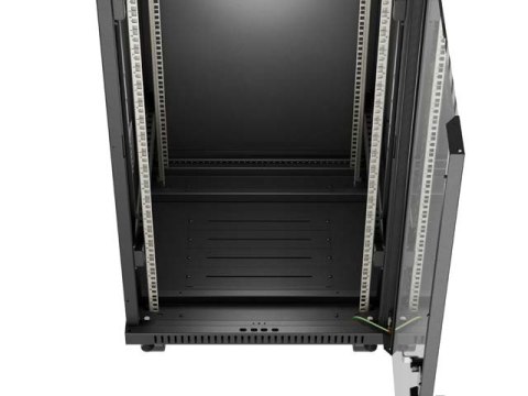 SZAFA INSTALACYJNA RACK STOJĄCA 19" 27U 600X600 CZARNA DRZWI PRZESZKLONE LCD LANBERG (FLAT PACK) V2