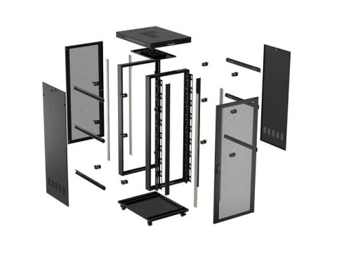 SZAFA INSTALACYJNA RACK STOJĄCA 19" 27U 800X1000 CZARNA DRZWI PERFOROWANE LCD LANBERG (FLAT PACK) V2