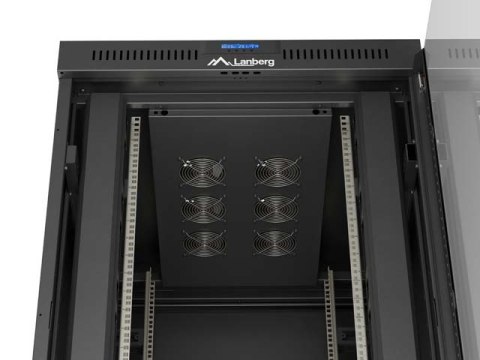 SZAFA INSTALACYJNA RACK STOJĄCA 19" 27U 800X1000 CZARNA DRZWI PRZESZKLONE LCD LANBERG (FLAT PACK) V2