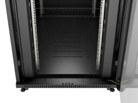 SZAFA INSTALACYJNA RACK STOJĄCA 19" 27U 800X1000 CZARNA DRZWI PRZESZKLONE LCD LANBERG (FLAT PACK) V2