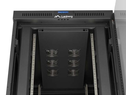 SZAFA INSTALACYJNA RACK STOJĄCA 19" 27U 800X1200 CZARNA DRZWI PRZESZKLONE LCD LANBERG (FLAT PACK) V2
