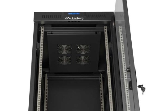SZAFA INSTALACYJNA RACK STOJĄCA 19" 37U 600X800 CZARNA DRZWI PRZESZKLONE LCD LANBERG (FLAT PACK) V2