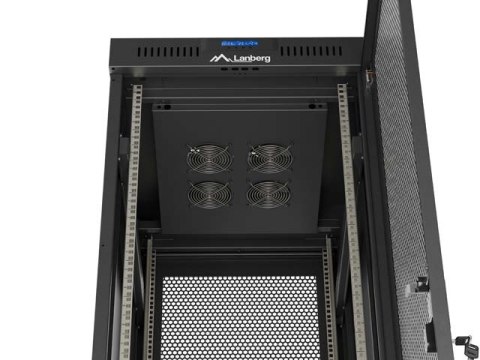 SZAFA INSTALACYJNA RACK STOJĄCA 19" 42U 600X800 CZARNA DRZWI PERFOROWANE LCD LANBERG (FLAT PACK) V2