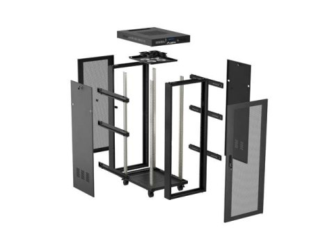 SZAFA INSTALACYJNA RACK STOJĄCA 19" 42U 600X800 CZARNA DRZWI PERFOROWANE LCD LANBERG (FLAT PACK) V2