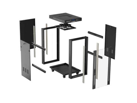SZAFA INSTALACYJNA RACK STOJĄCA 19" 42U 600X800 CZARNA DRZWI PRZESZKLONE LCD LANBERG (FLAT PACK) V2