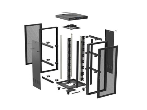 SZAFA INSTALACYJNA RACK STOJĄCA 19" 42U 800X800 CZARNA DRZWI PERFOROWANE LCD LANBERG (FLAT PACK)