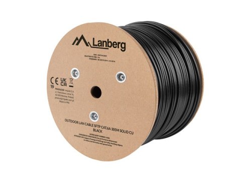 KABEL LAN SFTP KAT.6A 305M DRUT OUTDOOR CU CZARNY FLUKE PASSED LANBERG