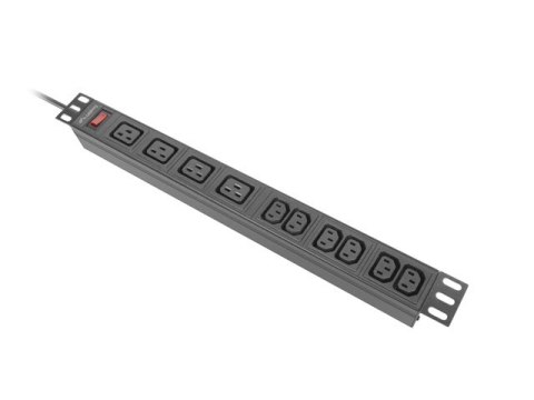 LISTWA ZASILAJĄCA RACK PDU 19" LANBERG 1U 16A 2M 4X C19 6X IEC C13 CZARNA C20