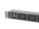 LISTWA ZASILAJĄCA RACK PDU 19" LANBERG 1U 16A 2M 4X C19 6X IEC C13 CZARNA C20