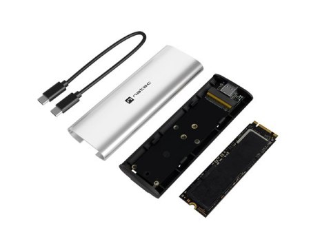 OBUDOWA SSD ZEWNĘTRZNA NATEC RHINO M.2 NVME LITE USB-C 3.2 GEN 2 ARCTIC SILVER