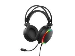 SŁUCHAWKI NAUSZNE GENESIS NEON 614 RGB USB Z MIKROFONEM PODŚWIETLENIE CZARNE