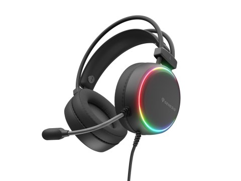 SŁUCHAWKI NAUSZNE GENESIS NEON 614 RGB USB Z MIKROFONEM PODŚWIETLENIE CZARNE