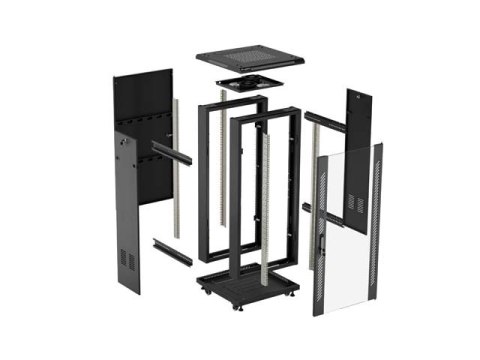 SZAFA INSTALACYJNA RACK STOJĄCA 19" 18U 600X600 CZARNA DRZWI PRZESZKLONE LANBERG (FLAT PACK)