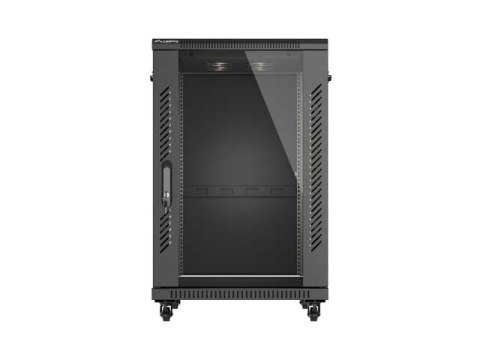 SZAFA INSTALACYJNA RACK STOJĄCA 19" 18U 600X800 CZARNA DRZWI PRZESZKLONE LANBERG (FLAT PACK)