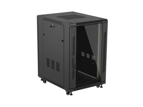SZAFA INSTALACYJNA RACK STOJĄCA 19" 18U 600X800 CZARNA DRZWI PRZESZKLONE LANBERG (FLAT PACK)
