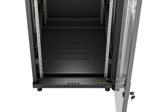 SZAFA INSTALACYJNA RACK STOJĄCA 19" 18U 600X800 CZARNA DRZWI PRZESZKLONE LANBERG (FLAT PACK)
