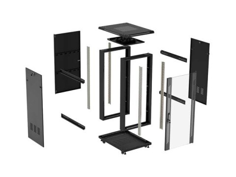 SZAFA INSTALACYJNA RACK STOJĄCA 19" 18U 600X800 CZARNA DRZWI PRZESZKLONE LANBERG (FLAT PACK)