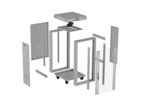 SZAFA INSTALACYJNA RACK STOJĄCA 19" 22U 600X600 SZARA DRZWI PRZESZKLONE LCD LANBERG (FLAT PACK)