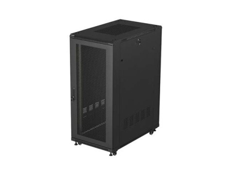 SZAFA INSTALACYJNA RACK STOJĄCA 19" 27U 600X1000 CZARNA DRZWI PERFOROWANE LANBERG (FLAT PACK)