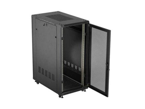 SZAFA INSTALACYJNA RACK STOJĄCA 19" 27U 600X1000 CZARNA DRZWI PERFOROWANE LANBERG (FLAT PACK)