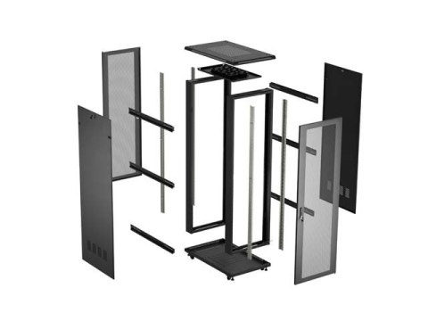SZAFA INSTALACYJNA RACK STOJĄCA 19" 27U 600X1000 CZARNA DRZWI PERFOROWANE LANBERG (FLAT PACK)
