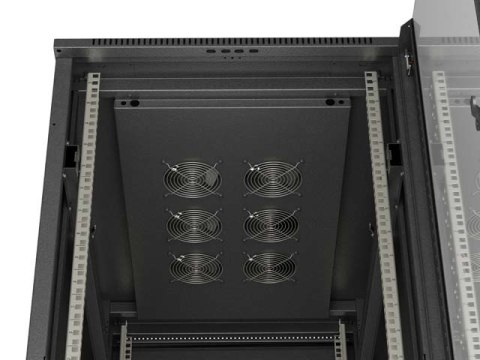 SZAFA INSTALACYJNA RACK STOJĄCA 19" 27U 600X1000 CZARNA DRZWI PRZESZKLONE LANBERG (FLAT PACK)